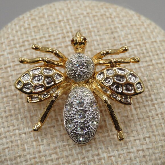 Jewelry - Bumble Bee Rhinestone Silver Gold Tone Brooch
